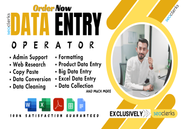 I will be your data entry operator for admin support