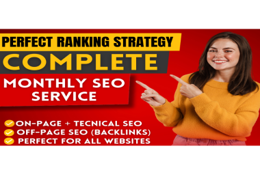 I will provide complete monthly on page technical and off page seo dofollow backlinks