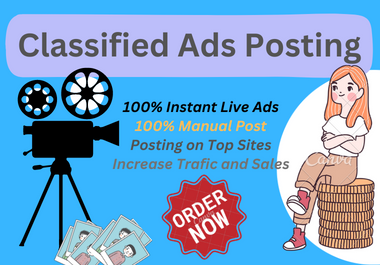 I will post your ads on top rated USA classified ad posting sites.