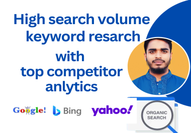 You will get high search volume keyword research with top competitor analytics and audits.