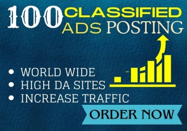 I will post 100 ads on top classified ad sites in any country in the world