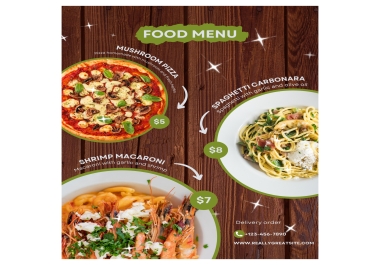 I will design unique and eye catching menu card for a restaurant in just 6hrs