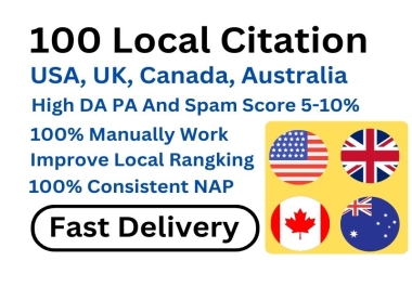 I will do top 100 local citations and local listing for local business