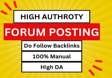 I Will manually provide 65+ High Authority Forum Posting Backlinks on High DA PA.