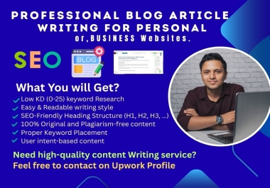 Professional Article Writing Service for personal or blog website