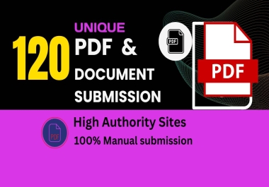 I will do 120 PDF submission manually high da document sharing sites