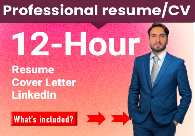 I can deliver a 12 hour professional resume CV writing service
