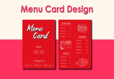 Professional minimal Menu Card Design Services for Your Restaurant and Cafe Card Design