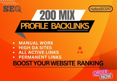 Top 200 SEO profile backlinks for manual high DA PR SEO link building