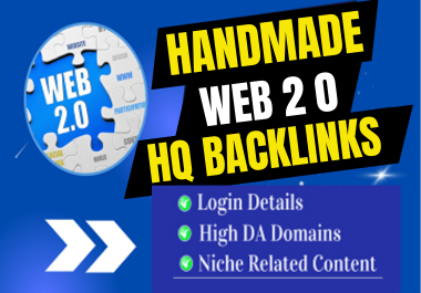 Handmade 50 Web 2.0 HQ backlinks With Login details