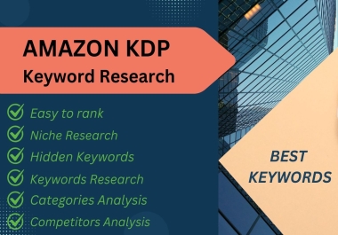 I will provide amazon KDP niche research,  keywords for book.