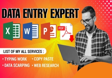 I will do data entry,  data conversion, virtual assistant,  copy paste,  and web research for business
