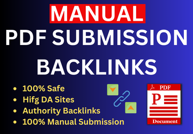 50 Manual PDF submission on top high authority websites Low spam score backlinks