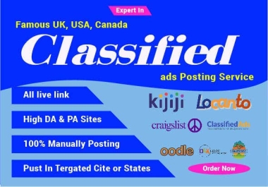 I will Build 70 Plus post your ads on classified ad posting sites