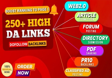 Boost Website Ranking With 250 Plus Mix SEO Backlinks DA 50 To 90 Plus