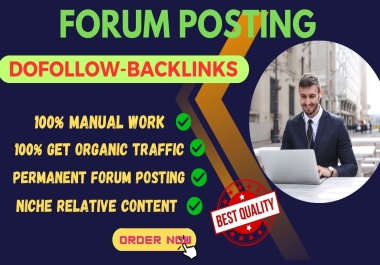 I will provide 40 high authority do-follow forum posting backlinks for boost website traffic