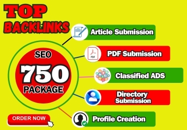 Create 750 Mix HQ Backlinks by Article,  PDF,  Classified ads,  Directory Submission links