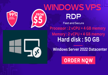 Cheap windows vps VPS windows 4 GB Ram FAST DELIVERY
