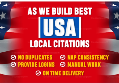 100+ Top USA local citations for local search result ranking and High Quality Backlinks