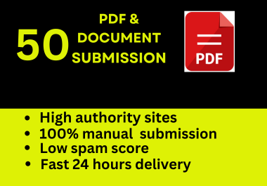 I will do PDF submission to 50 high da document sharing sites