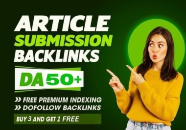 I will do 40 Article submission backlink high Da unique domain article submission backlinks