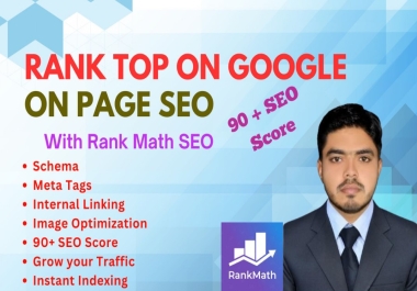 I will set up rank math seo with 90 plus score