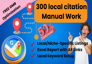 I will build 300 manual local citations + FREE GMB Optimization for local SEO