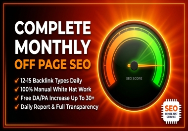 I will do full off page SEO monthly service with 15 types dofollow backlinks