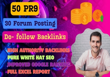 I will create Top Quality 80 SEO Mix Backlinks PR9 backlinks,  Forum posting backlinks