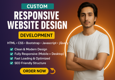 I Will Design a Custom Responsive Website Using HTML,  CSS,  Bootstrap,  JavaScript,  jQuery