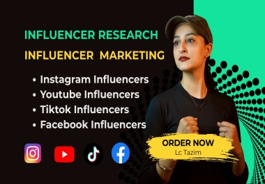 I will find Best Instagram,  Youtube,  Tiktok Influencer,  and Facebook Email Lists