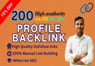 I will create 200 SEO profile backlinks with high da authority white hat manual link building