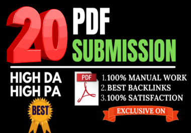 I will 20+ best Wright and Published PDF submission dofollow high DA backlinks
