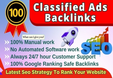 I will create 100 Classified Ads Backlink in top classified Websites
