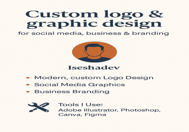 Custom logo & graphic design for social media,  business & branding