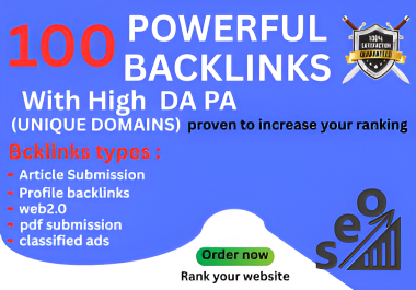 Create100 Powerful Backlinks - Article,  profile,  web2.0,  classified ads,  pdf submission links