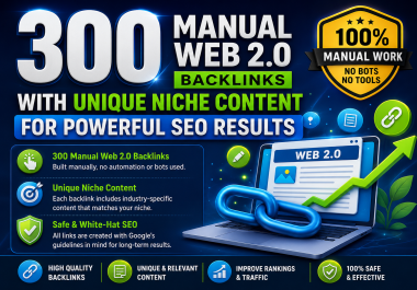 300 Manual Web 2.0 Backlinks with Unique Niche Content for SEO Results