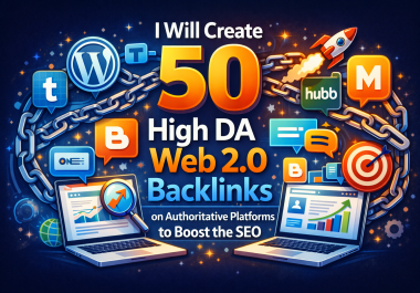 I will create 50 high DA Web 2.0 backlinks on authoritative platforms to boost the SEO