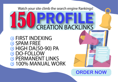 Get 150+ High Quality SEO Profile Backlinks for Google Ranking DA 50+