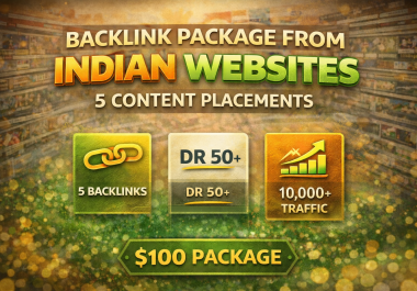 Backlink Package from Indian Websites - 5 Content Placements