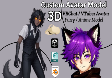 I will custom vrchat avatar,  vtuber avatar,  nsfw avatar,  vroid avatar from scratch