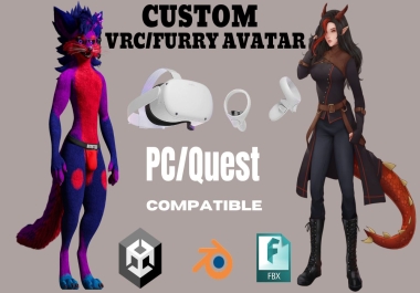 I will create custom furry avatar 3d model vrchat anime and uploading using blender