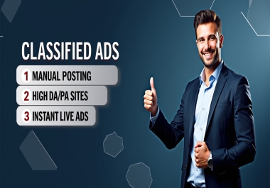 Manual Classified Ad Posting 100+ Verified Live Ads on High Authority Sites
