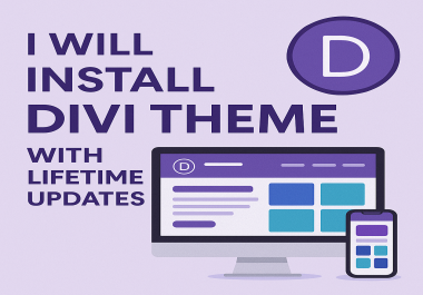 I will install divi theme with lifetime updates in 24 hours