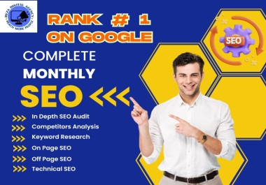 I will do a complete monthly SEO service for the Google top ranking.