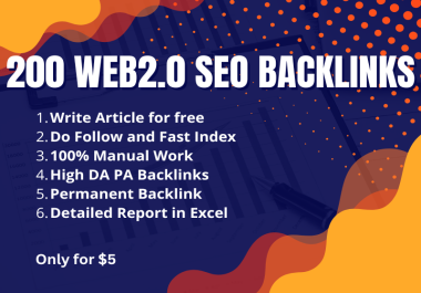 Permanent 200 High DA/PA Web 2.0 Dofollow Contextual Backlinks with Indexing