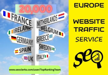 I will send 20,000 european website traffic,  europe visitors only