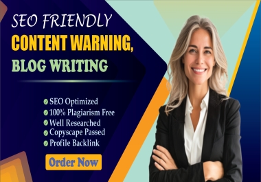 I will do High quality Content Writing And Blog Writing with seo optimized