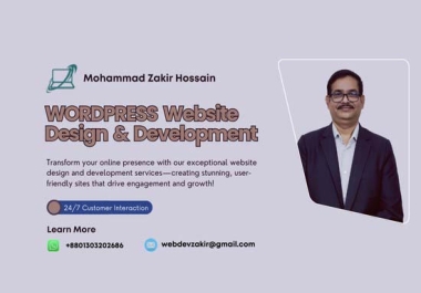 I will do WordPress Website Design or Development,  Redesign Wordpress Website.