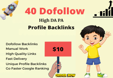 I will do 40 high DA PA profile backlinks manually for SEO ranking